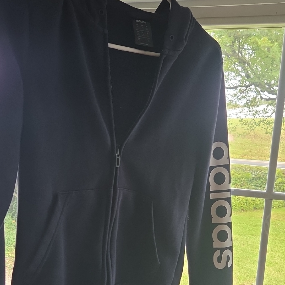 Adidas Black Full-Zip Hoodie with Logo
